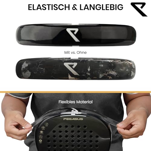 RYZE Transparenter Padel Schläger Schutz - Glatte Oberfläche – Padelschläger Protektoren im 2er-Pack - Widerstandsfähiges und Elastisches Material - Einfach Anzubringen - Minimale Luftblasen