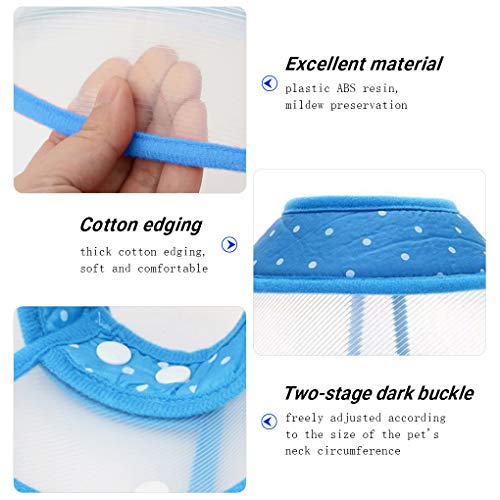 Pet Cone Recovery Dog Cone Adjustable Dog Collar Clear Padded Collar with Breathable Soft Edge, Plastic Puppy Cone Protect The Neck Surgery Recovery, Designed for Cats and Puppies (Small, Blue) - Thumbnail 2