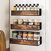 1Easylife Spice Rack for Refrigerator Adhesive: 3 Pack Wall Mounted Fridge Organizer, Hanging Arcrylic Metal Spice Rack, Wooden Kitchen Storage and Organization Shelf, Brown