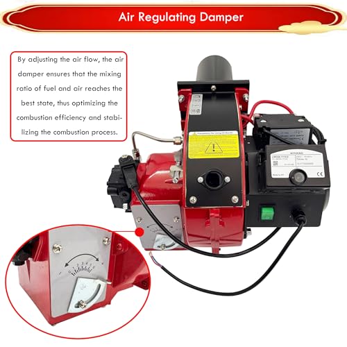 INTSUPERMAI 220V Waste Oil Burner – Air Atomizing Multi-Fuel Recycled Heater for Boilers & Industrial Furnaces – Double Fire Design, Stainless Steel, 70,000-150,000kcal/h Out-power, 220V