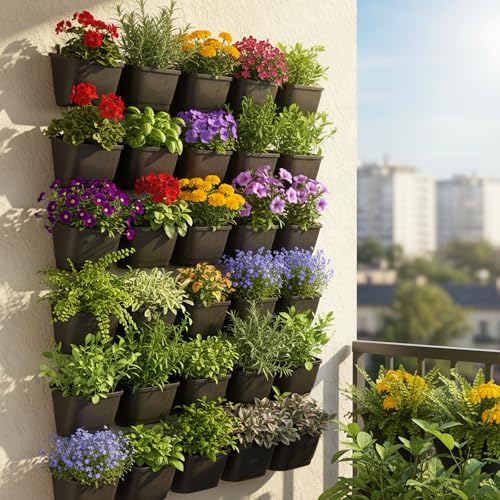 Image of Vertical Hanging Pot 5x5x5 Inch (Pack of 12) | Strong Hanging Planter for Balcony, Home Garden & Wall Decor | Finish Indoor Outdoor Plant Pots