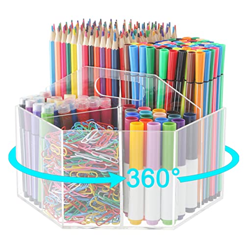 Quanerba Acrílico Giratorio Organizador de Escritorio, 360° Giratorio Lapiceros/Escritorio Ordenado/Titular de la Pluma/ Portalápices/ Sistema de Escritorio, para Oficina, Escuela y Hogar Cover
