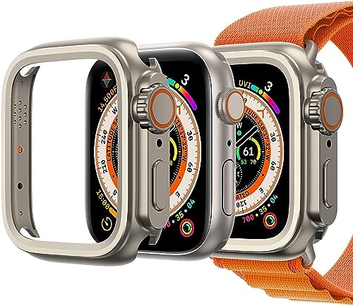 Image of Meyaar Hard Case for Apple Watch Series 6 5 4 SE /SE2 40mm [Looks Like Ultra Protector] Ultra Upgrade Case Tempered Glass Protective Cover for Apple Watch SE 2nd gen 2022 / Series 6 /5 /4 SE (40mm)