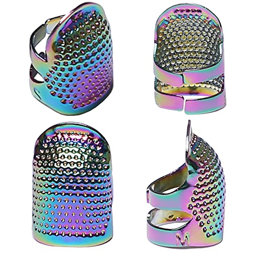 Gygyl 4Pcs Metal Dazzle Color Sewing Thimble, Sewing Thimble Finger Protector, Accessories Diy Sewing Tools (2 Sizes, S/M) #TOP18