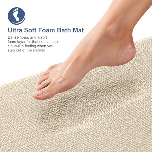 Image of OLANLY Thick Memory Foam Bath Mat Rug 30x20, Extra Soft Absorbent Bathroom Rug, Quick Dry Bath Mats, Non-Slip, Machine Washable Carpet for Bathroom, Tub and Shower, Home Decor Accessories, Sand