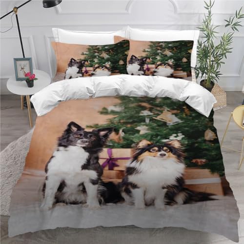 ARiXIaNg Kinder Bettwäsche Weihnachten Chihuahua 135x200 cm...