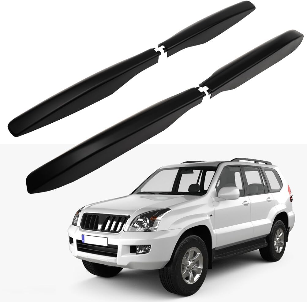 4PCS Black Roof Rack Cover Compatible with for Toyota for Land Cruiser Prado FFj120 2003-2009 Roof Rails Rack End Cap Cover Shell