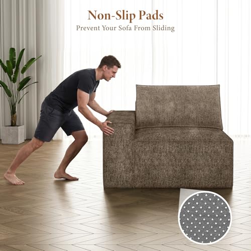 Image of Vesgantti 114 inch Boneless Modular Sectional Sofa, Modern U Shaped 5 Seater Couch with 2 Ottoman & Deep Seat, Convertible Chenille Cloud Couches for Living Room, No Assembly Required, Dark Brown