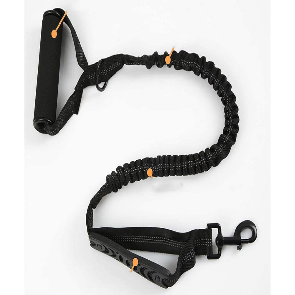 Drag leash, dog leash, bungee dog leash, zeroZJCQA shock leash, reflective traffic handle for additional control, soft padded handle, strong nylon dog leash,Black