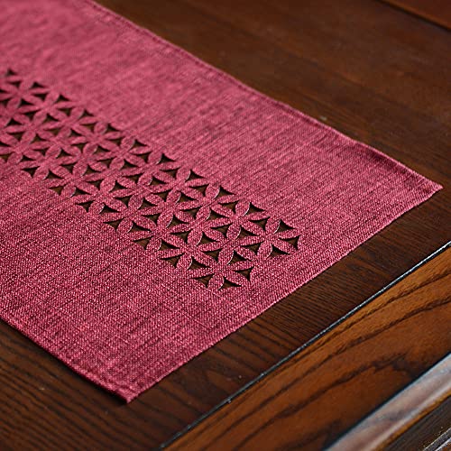 Artable Rectangle Table Runners Fabric Home Garden Table Runner With Well-Trimmed Edge For Picnics Indoor And Outdoor Dining Holiday Long Tables (Burgundy, 16 X 28 Inch) #TOP2