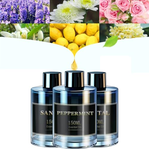 Image of Zerain Car Air Freshener Special Perfume Refill Essential Oil, 150ML Natural Fragrance Peppermint Essential Oil，Lasts for 8-12 Months, 5 Fragrances Natural Plant Extracts, 0 Alcohol 0 Added