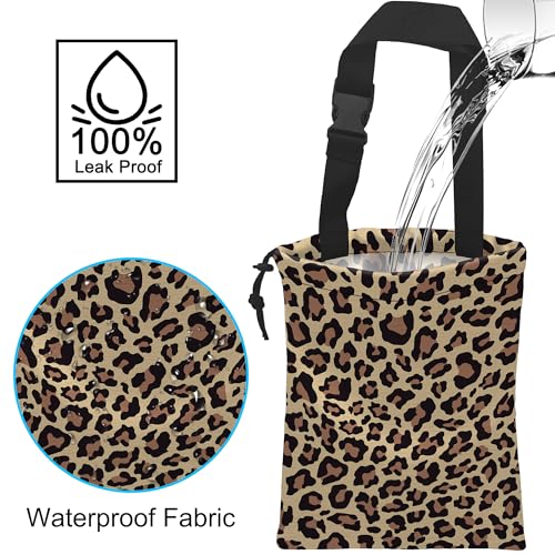 Image of Car Trash Bag Hanging Brown Leopard Print Car Trash Can Waterproof Garbage Bag Hanging for Car Back Seat