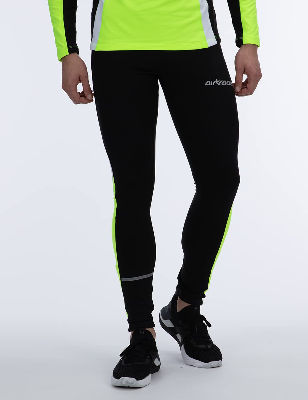 Airtracks Herren Funktions Laufhose Lang - Running Tight - Atmungsaktiv - Kompression - Reflektoren