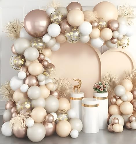 Image of Balloon Decoration Kit - 59 PCS Beige for Birthday Parties, Weddings, Anniversary and Events | Pastel Balloons Garland Set | Birthday Decoration Items for Kids & Adults