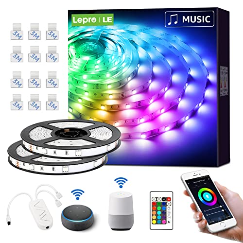 Lepro Striscia LED RGB WiFi [2.4 GHz], 10 Metri, Smart Striscia LED con Musica, Compatibile con Alexa & Google Home, 16 Milioni Colori Dimmerabili, Striscia Luminosa per casa, cucina, festa, TV, ecc.