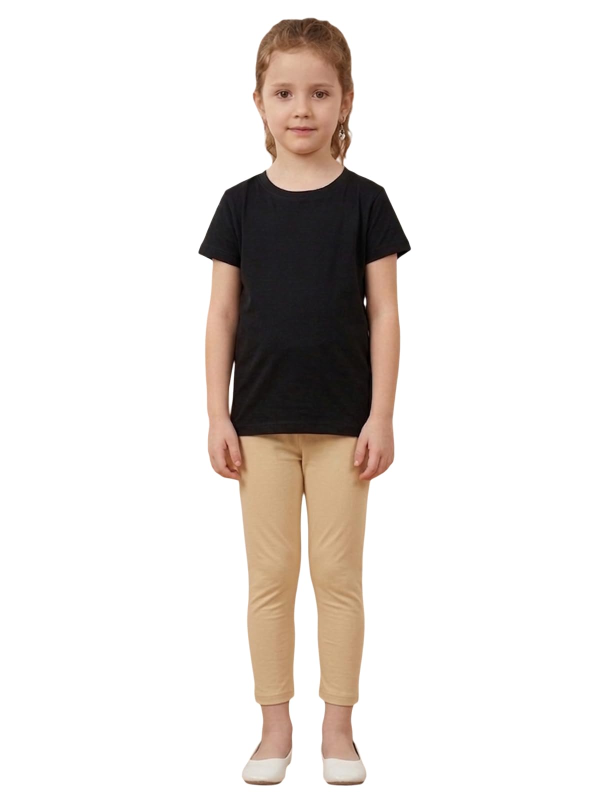 Lux Cozi Pynk Girls Solid Ankle Length Leggings | Super Soft & Stretchable Cotton Spandex | Comfortable Fit with Elastic Waistband | Everyday Wear-picture-17