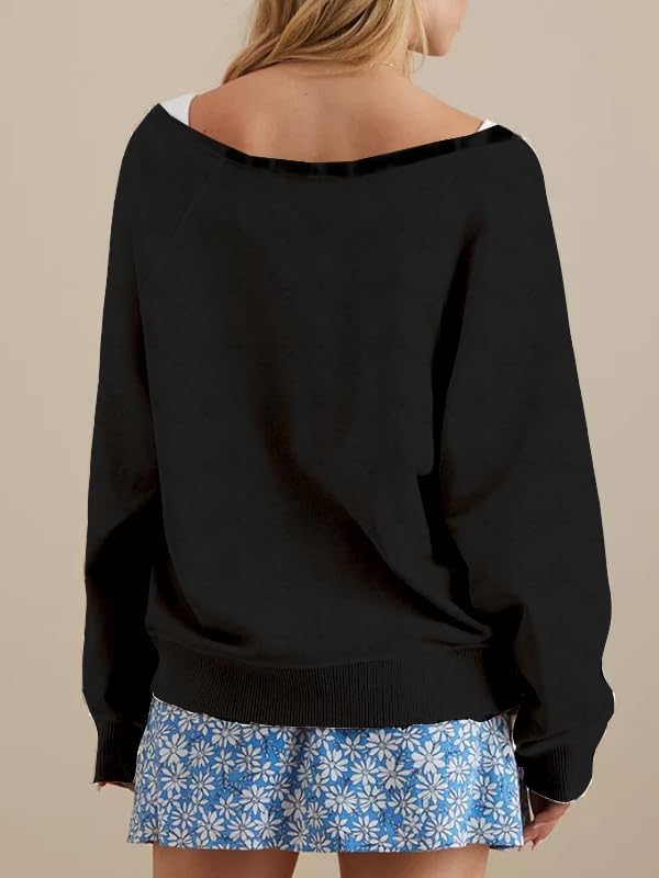 Roshop St Patricks Day Shirts Women Off Shoulder Long Sleeve Slouchy Lucky Irish Shamrock Holiday Sweatshirts - Image 5