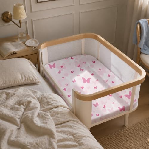 Image of Gllquen Baby Bedside Sleeper Bassinet Sheets 33x20 Inch 4 Pack Girl Boy