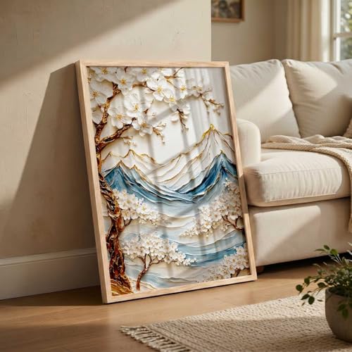 Image of kotart Mountain View Wall Art Home Decoration | Aesthetic Floral Paintings With Frame For Living Room Bed Room Hotel Wall Decor Digital Reprint (14X20 inch)