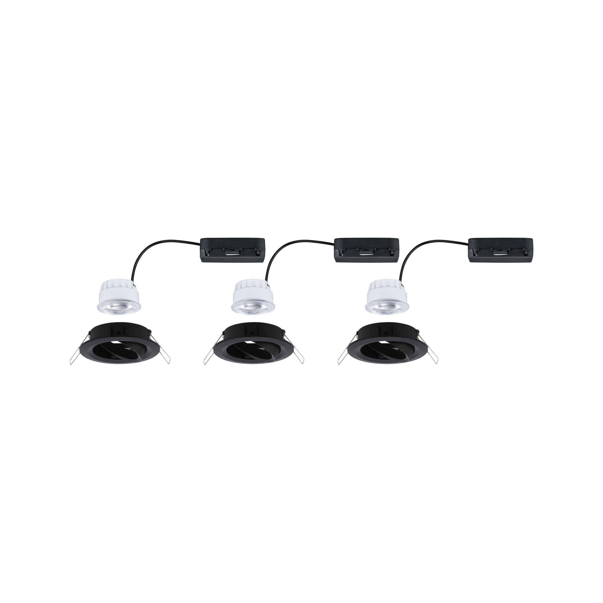 Paulmann LED Einbauleuchte Nova Coin 3er-Set rund 84mm 50° 3x2,8W 3x505lm 230V 4000K Schwarz matt 92457