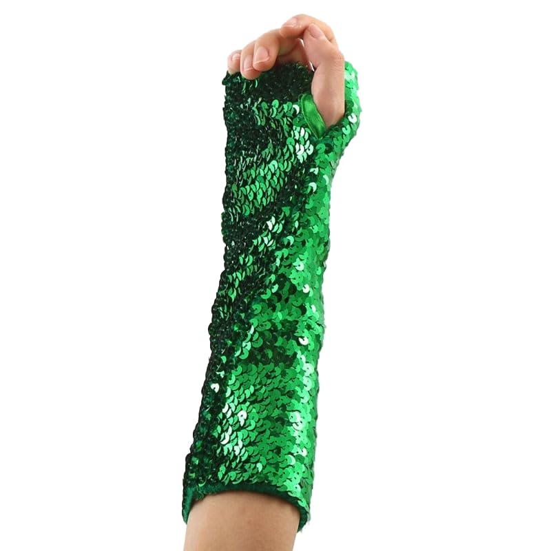 Pailletten-Handschuhe Lang & Fingerlos – Glitzer Armstulpen Für Damen – Perfekt Für Halloween, Cosplay, Tanz & Partys