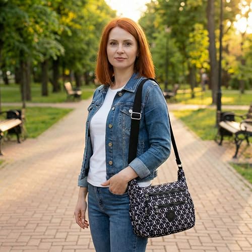 Image of Women's Crossbody Sling Bag | Multi Pocket Water Resistant Handbag for Ladies | Shoulder Purse with Spacious Interior & Adjustable Strap, Perfect for Travel, Shopping | 10 Pocket Organier