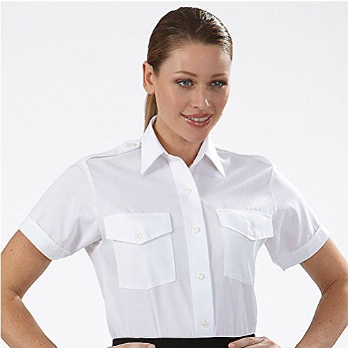 Van Heusen Women's Aviator Pilot Shirt - Short Sleeve, White, 4 #TOP2