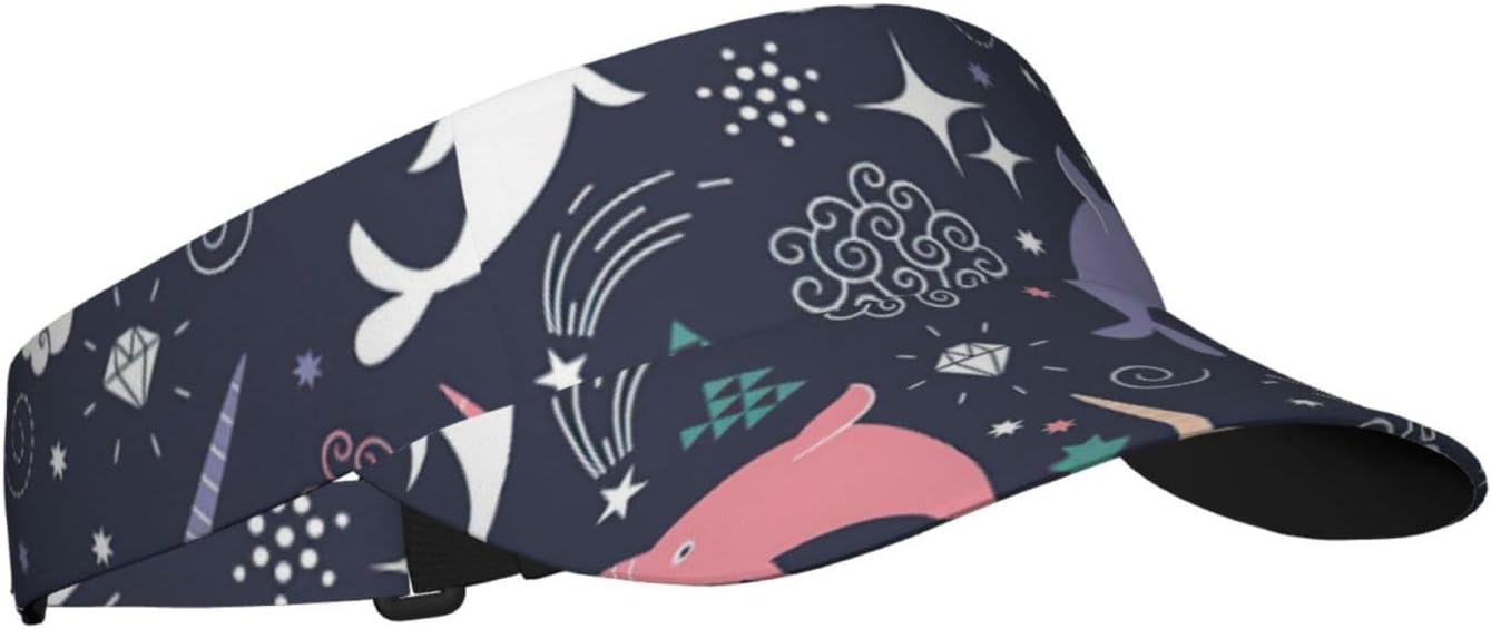 Cute Sea Animal Rainbow Print Sport Sun Visor Hats Adjustable Empty Top Baseball Cap Women and Men Sun Visor Hat