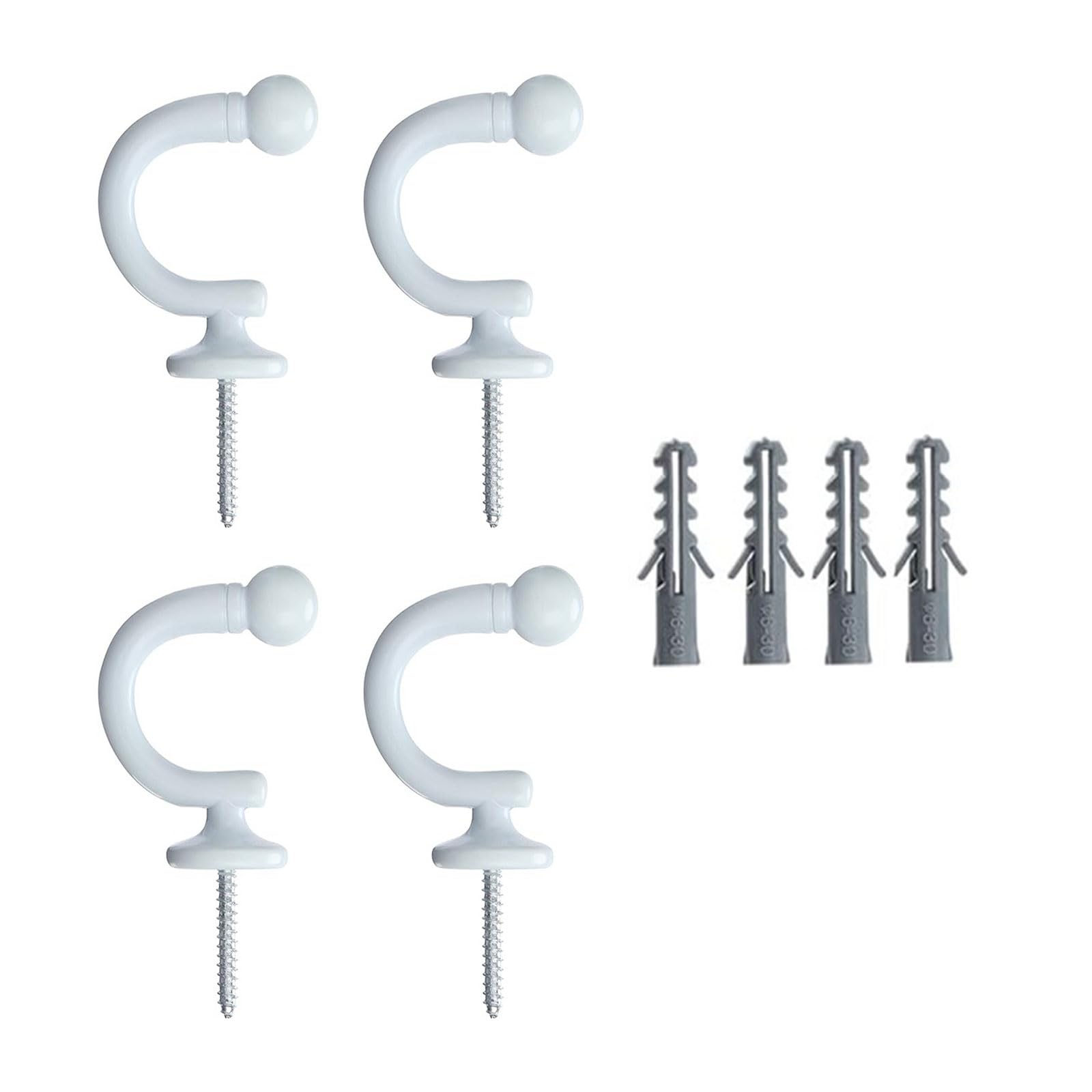Carotoe White Strong Rustproof Curtain Hooks With Grip For Organizing Cookware Towels In Small Sectors Home Hook