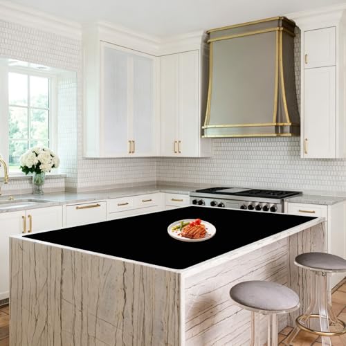 Image of Extra Large Silicone Mat for Kitchen Counter,48''x32''(120cmx80cm) Heat Resistant Countertop Protector, Non-Slip Waterproof Kitchen Island Mat, Easy to Clean, Black