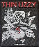 Thin Lizzy Aufnäher mit schwarzer Rose, 8 x 10 cm