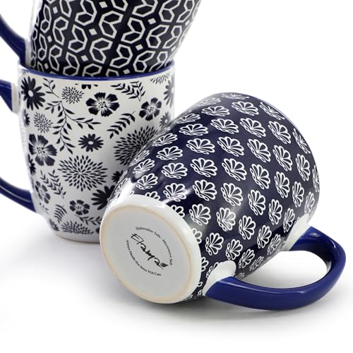 Set de 6 mugs de cerámica 16 oz diseño azul y blanco miniatura 5