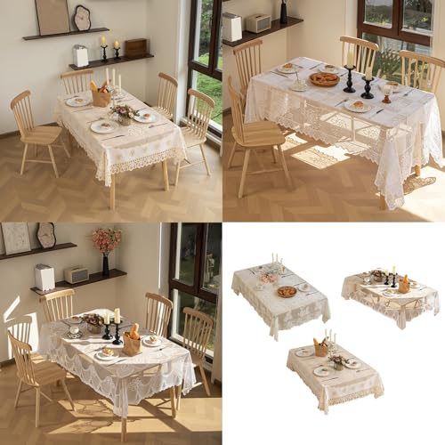 Nappe en dentelle florale rectangulaire anti-plis