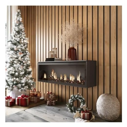 SKRAUT HOME | Chimenea eléctrica LED | Sin Calor | 107x38x25cm | Salón - Comedor | Chimenea eléctrica LED | Estilo Moderno | Negro