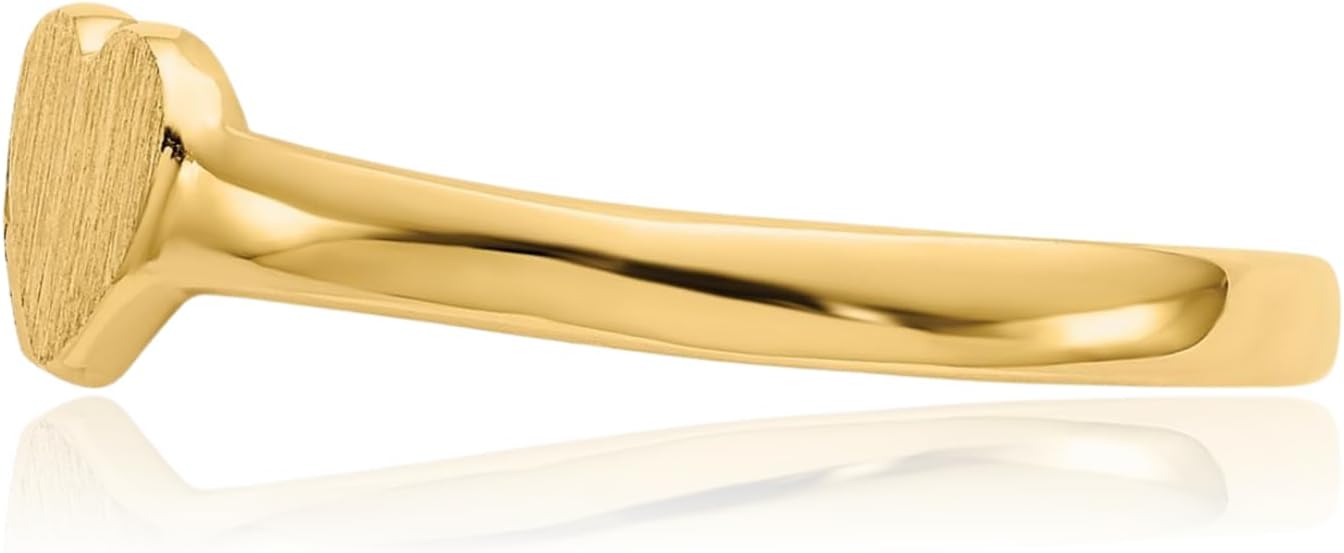 IceCarats 14K Solid Yellow Gold Double Heart Childrens Signet Ring 1mm Slim Band Brushed, Engravable Matte