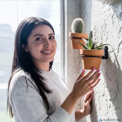 NACETURE Blumentopf-Ringhalterung, Wandhalterung, faltbar, robust, rund, Metall, Pflanzen-Aufhängung für Zaun, Innen- und Außenbereich… – Ansicht 2