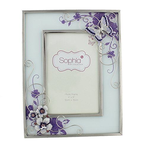 Oaktree Gifts Purple Butterfly Flowers And Diamante Glass Photo Frame 4 X 6 #TOP20