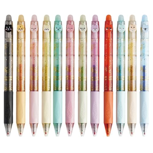 MOZXIRZ 12 bolígrafos de gel borrables con tinta de colores