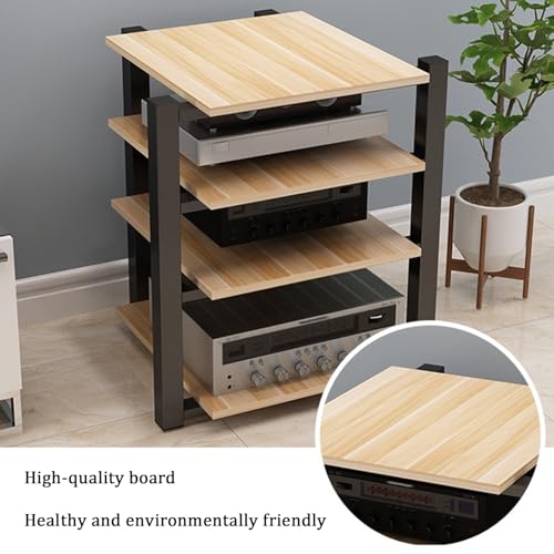 Mueble de audio Hi-Fi de madera con estantes para componentes AV de salón 3