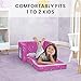 Delta Children Cozee 2-in-1 Kids Couch and Kids Sofa - Baby Sofa with Foam Construction, Stain Resistant and Machine Washable Cover, Side Pocket, Unicorn Theme, 23.5