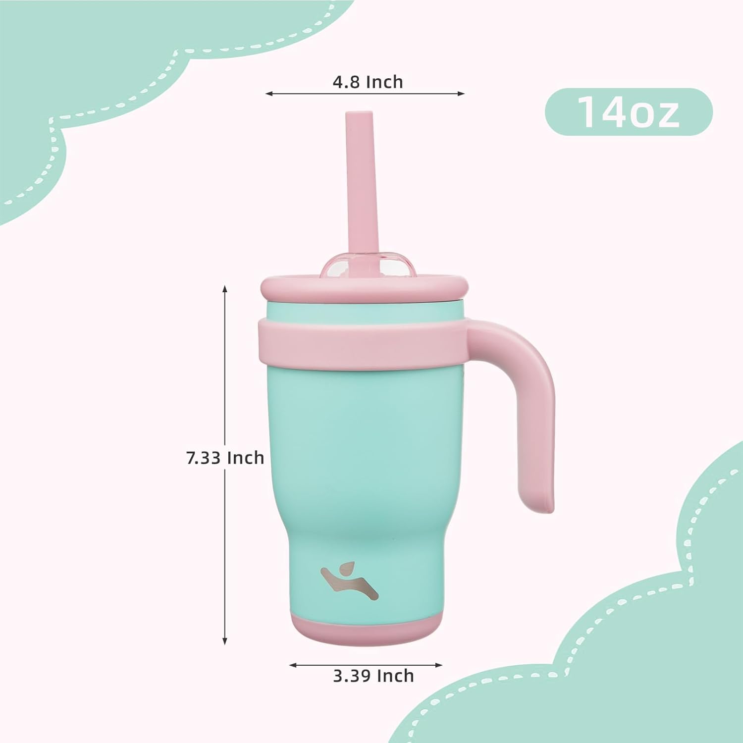 14 oz Tumbler with Side Handle, Insulated Water Bottle with Straw and 2 in 1 Lid, Stainless Steel Cup Travel Coffee Mug for Sports Office Gym,Guava - Image 5