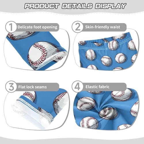 Girls Leggings Baseballs Blue Soft Toddler Leggings for Girls Kids Pants Size 4T-10T3