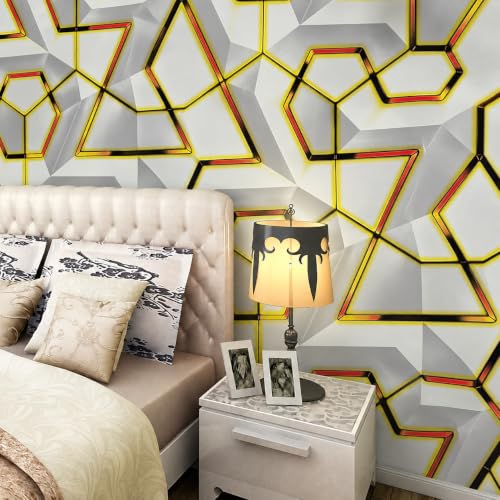 Image of Wings Star Wall Stickers DIY Wallpaper (45 x 500 CM, Grey & Gold) | Self Adhesive PVC Roll | Home Decoration for Living Room Hall Bedroom | Easy Peel and Stick Decor Paper