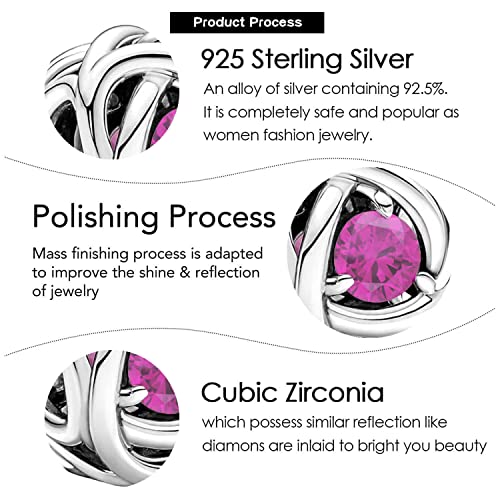 Image of VALGACLS Birthstone Charms 925 Sterling Silver Birthstone Charms