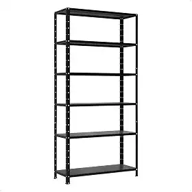 Estante Multiuso Metálica Preta com 6 Prateleiras Reguláveis, Livreiro e Nicho Organizador, Suporta até 30kg por Prateleira – Ideal para Organizar e Decorar Seu Ambiente com Estilo