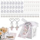 Lot de 24 bonbonnières pour bonbons de mariage | Boîtes à gâteaux multifonctionnelles avec ruban ange en métal pour enterrement de vie de jeune fille