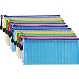 Hestya 10 Pieces Zipper File Pouch Grid Document Bag Multipurpose Storage Pouch Bags for Offices Supplies Travel Accessories, 5 Colors