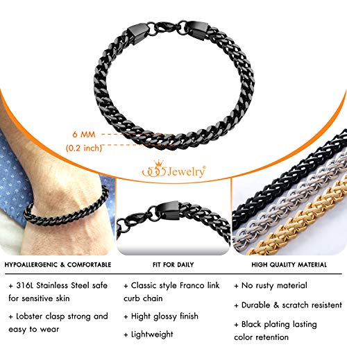Pulsera de cadena cuadrada Franco de acero inoxidable 6mm para hombre miniatura 4