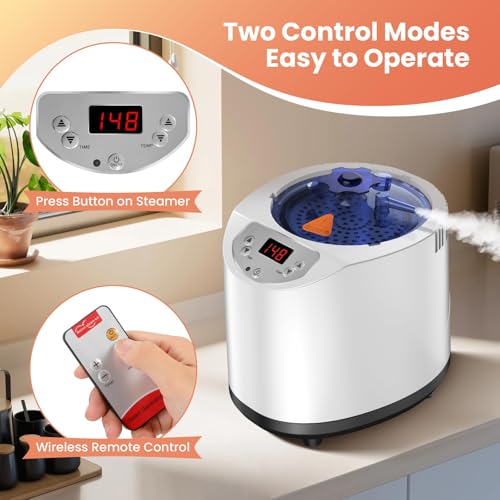 Image of Sauna Steamer Machine, 3L Portable Sauna Steamer, 1200W Steam Generator for Sauna, Home Sauna Steamer Pot with 15 Heating Levels, Remote Control, Timer, Steam Cup, Sauna Heater Sauna Accessories