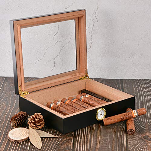 Volenx Cigar Humidor, Cigar Box with Hygrometer and Humidifier, Cedar Wood Desktop Cigar Humidor for 25 Cigars - Thumbnail 3